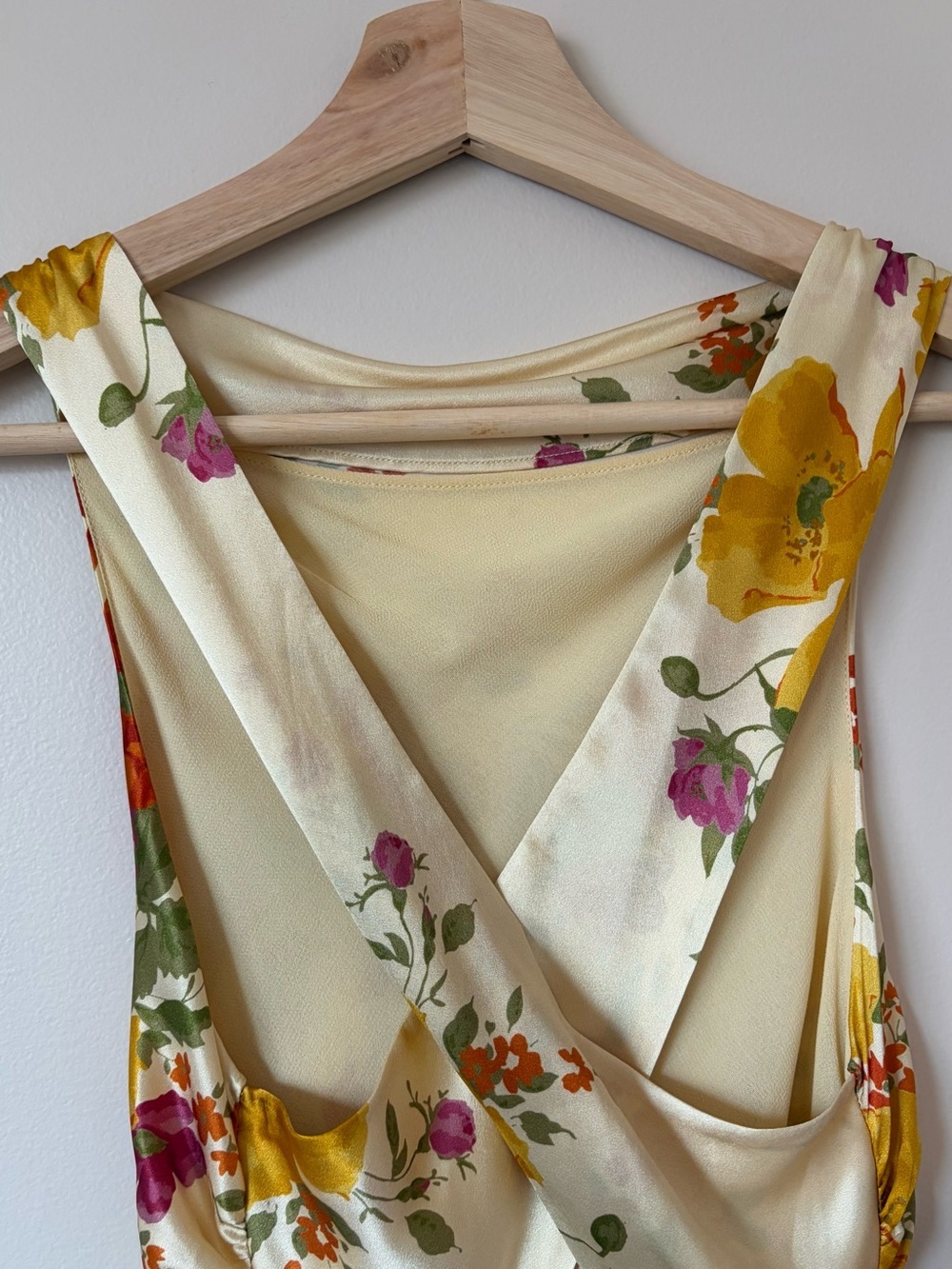 NEW Reformation Anaiis Silk Long Yellow Floral Backless Dress Crescendo US6 UK10 - Picture 11 of 16